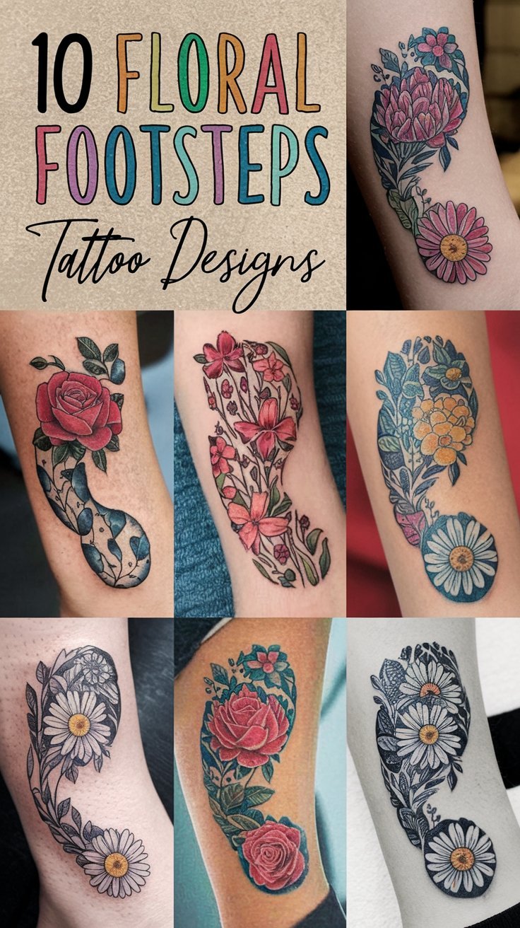 10 Floral Footsteps Tattoo Designs to Try